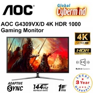AOC G4309VX/D 43" 4K HDR1000 144Hz VA Panel Display HDR 1000 HDMI 2.1 Gaming Monitor (Brought to you by Global Cybermind)