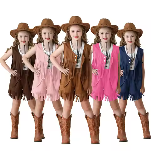 Vintage Woman Fringe Vest Bohemian Vintage Buckskin Western Denim Shorts Girls Hippie Outfit Mardi G