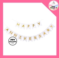 ป้ายธงครบรอบ Happy Anniversary พร้อมริบบิ้น (ส่งเร็วจากกรุงเทพ) ทำจากกระดาษแข็ง ธงครบรอบ Banner ธง ธ