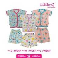 Little Q - Front Button Short Sleeve Shirt Set+Square Shorts (3psg)