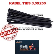 Kabel ties kecil warna hitam 35x250mm~ Kabel ties warna ~ Kabel ties hitam kecil ~ Kabel ties murah~
