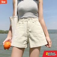 Women's denim shorts - Pure color casual women's high waist denim shorts