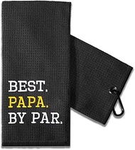 TOUNER Funny Golf Towel Gift for Dad, Retirement Gifts for Men Golfer, Funny Golf Towel for Men, Embroidered Golf Towels for Golf Bags with Clip (Best Papa by Par)