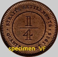 Vintage Straits Settlements Including Singapore 1/4 cent Queen Victoria Coins 1899 (more than 100 ye