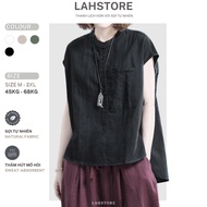 Women's shirt Sleeveless LAHSTORE loose form with train collar and youthful basic design (Black)