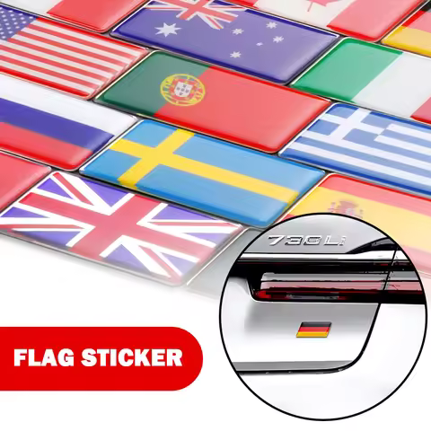 Car 3D Flag Front Grille Emblem Body Trunk Decor Sticker Sweden Israel Russia America Poland Germany