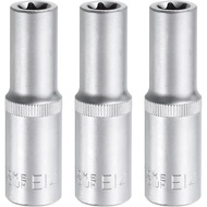 HARFINGTON 3pcs E-Torx Socket 1/2" Drive E14 External Torx Deep Socket CR-V 6 Point Spline Socket Ex