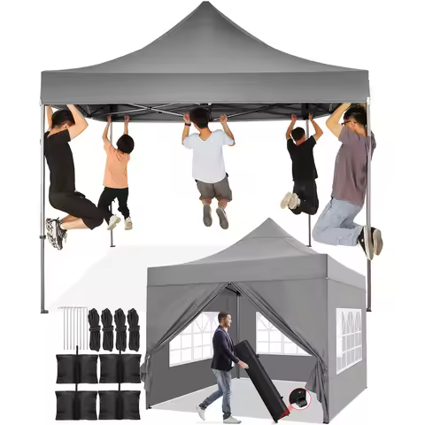 10x10 Pop up Canopy Tent with 4 Sidewalls Waterproof Commercial Heavy Duty Instant Tent for Parties,