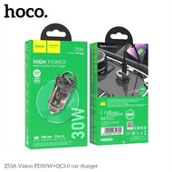 Hoco Z53A 30w fast car charger has 2 PD30w + QC3.0 ports, transparent, compact design