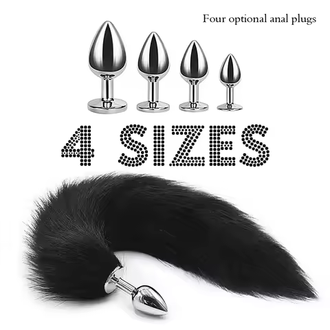 4 Sises Fox Tail Anal Plug Role-playing Prostate Massager Anus Training Dog Tail Butt Plug Dildo Adu