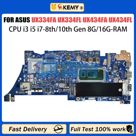 AKMEY UX334FA Mainboard For ASUS UX334FL UX334FLC UX434FLC UX434FA UX434FL Laptop Motherboard I3-I5-