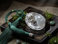 九尾狐手工雕刻掛件 白幽靈異相帶晶砂