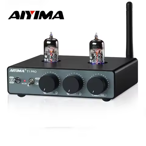 AIYIMA T1 PRO Tube Preamp Vacuum Pre-Amplifier Bluetooth 5.1 QCC3040 APTX-HD Vacuum Tube Preamp Bass