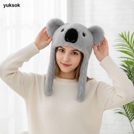 [yuksok] Fuzzy Koala Earflap Hat Warm Koala Fuzzy Hat Windproof Soft Creature Character Cap for Part