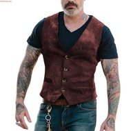 Autumn Men's V-neck Brushed Leopard Vest Rock Heavy Metal Wild Vest