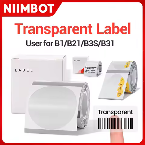 Official Niimbot B21 B1 Transparent Rolls Paper Waterproof Tearproof Sticker Adhesive Label Papers F
