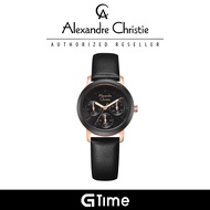 [Official Warranty] Alexandre Christie 2A25BFLRGBA Women's Black Dial Leather Strap Watch