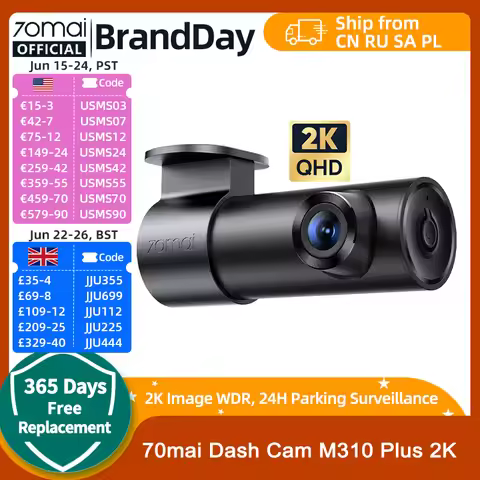 70mai Dash Cam M310 Plus 2K 1440P 143°FOV F1.55 Smart Voice Control 24H Parking Guard Night Vision 7