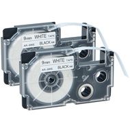 2 Pack Compatible Casio XR-9WE XR-9WE2S 9mm Label Maker Tape, for Casio KL-120 KL-60 KL-750 KL-780 K