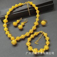 ส่วนลดสุดคุ้มต่างหูทอง 24 K ชุบทอง 24 K ประกอบด้วยเี้ดูไบประเทศไทยชุดเครื่องประดับสร้อยคอ 2 ชิ้น