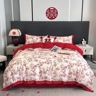 Ready to Ship Red Color Marriage Bedsheet Set Red Color Bedsheet Fitted Sheet Set Single/queen/king 