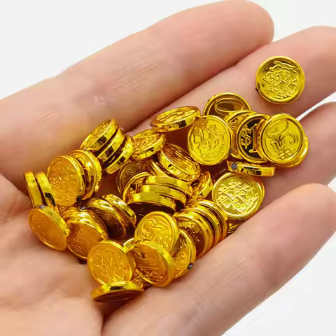 48Pcs Pirate Gold Coins Gathering Gaming Props Plastic Gold Coins Fake Pirate Treasure Props Hallowe
