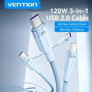 Vention USB 2.0 A Male to 3-in-1 USB-C & Lightning & Micro-B Male 6A Cable 1.5M  Aluminum Alloy Type