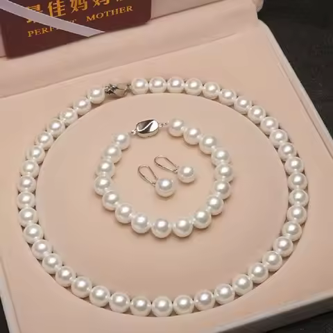 Hand Knotted, Sturdy Top Grading AAAA++ Japanese Akoya 9-10mm White Pearl Necklace 18in Bracelet 7.5