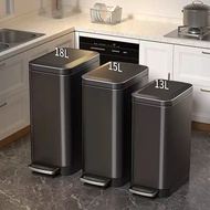Stainless Steel Trash Bin With Pedal 10L/18L Trash Can With Cover Room Office Bathroom Kitchen