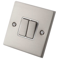 Arman Stainless Steel Brushed 2 Open Single Control Metal SWITCH 2 GANG 1 WAY 10A SWITCH
