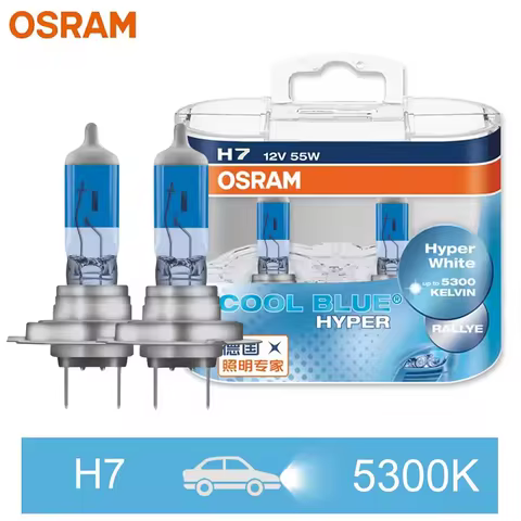 Genuine OSRAM Cool Blue Hyper White H7 Headlight Bulbs 62210CBH 12V 55W 5300K Car Halogen Lamps, 1 P