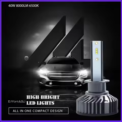 F2-1 Super Bright H8 Car LED Headlight H1 H3 H7 H4 H9 H11 9005 9006 9007 H13 9012 Auto Bulb 80W 8000