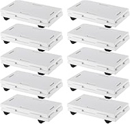 SankoPlastic 075918 Flat Trolley, Connectable, Rakugoro, 18 White, Set of 10, with Casters, Made in