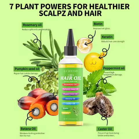 7-IN-1 Hair Oil Rosemary Essential Oil Nourishing Hair Batana Oil Conditioner Keratin Collagen for H