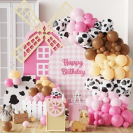 Girl Farmland Birthday Party Cow Pink Balloon Garland Arch Kit Baby Girl Cow Balloon Banner