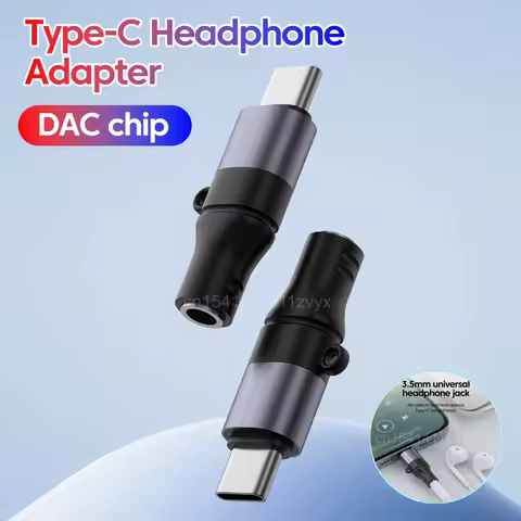 Type C To 3.5mm Headphone Adapter USB Type C To 3.5mm Jack Aux Audio Adapter DAC Chip Converter For 