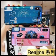 Realme 7 / Realme X7 Pro (5G) 網紅炫彩藍光腕帶支架款 相機殼 全包矽膠軟殼 手機殼 附掛繩