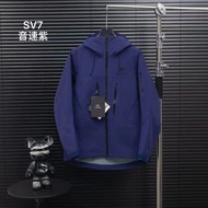 Arcteryx始祖鳥 Alpha系列 Sv 第7代 GORE-TEX Pro 刺繡Logo圖案休閒運動連帽拉鍊硬殼衝鋒衣風衣外套滑雪服