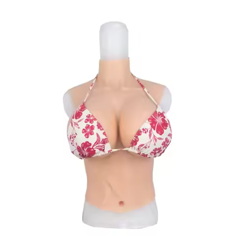 High Neck Half Body Silicone Breast Forms with Belly Button C to G Cup Silicone Breastplate for Cosp