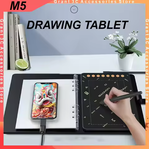 Gaomon M5 Smart Drawing Tablet 16384 Pressure Tilt Recognition Graphic Tablet with Notebook, 8 Short