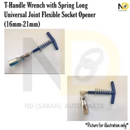 T-HANDLE WRENCH with SPRING LONG UNIVERSAL JOINT FLEXIBLE SOCKET OPENER (16MM-21MM)