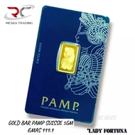 PAMP SUISSE 5GM GOLD BAR 999.9 5G GOLD MINTED BAR 999.9 LADY FORTUNA CERTIFIED GOLD BAR AU999.9 PURE