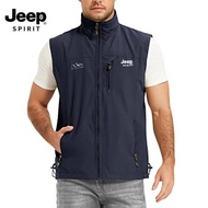 JEEP SPIRIT เสื้อกั๊กผู้ชายเสื้อกั๊กลำลองหลายกระเป๋าสำหรับการถ่ายภาพกลางแจ้งเสื้อกั๊กตกปลาแห้งเร็วเส