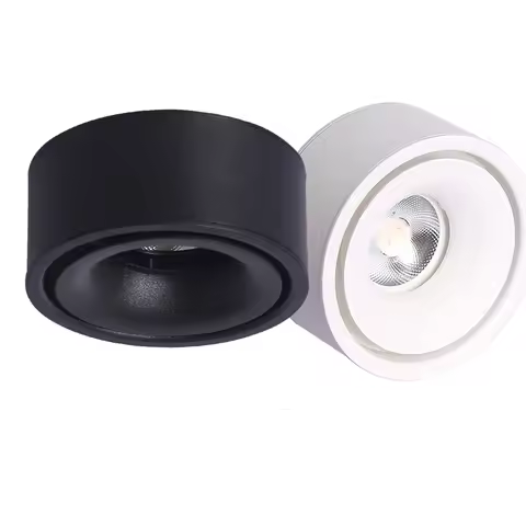 Round Dimmable LED Surface Mounted Spotlight COB Free Hole Ceiling Spotlight 7W / 12W 15W Living Roo