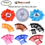 Beebeecraft 100pcs Organza Bags Jewelry Gift Mesh Pouches White 9x7cm for Wedding Party Christmas Candy Bags