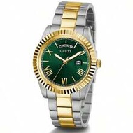 Men's Classic Elegant Quartz Analog Wrist Watch With Date/Day Display, Black Round Dial, Silver-Gold