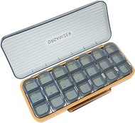 Lurrose Weekly Pill Box 7 Days Medicine Organizer 21 Grid Pill Case Daily Pill Box with 21 Compartment Travel Medicine Pill Tablet Organizer to Hold Vitamin Medicine Blue