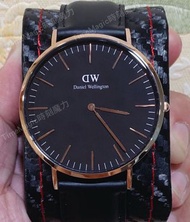 【時刻魔力】Daniel Wellington 瑞典DW黑面玫框黑皮帶精品手錶(CLASSIC SHEFFIELD)