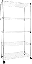 Whitmor 5 Tier Storage Shelves, Heavy Duty with Wheels, Adjustable Steel Organizer, 400 lbs Capacity