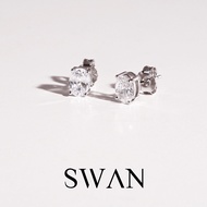 SWAN - Oval Earring (5*7) ต่างหูติดหูเงินแท้ ฝังเพชรคิวบิกเซอร์โคเนีย cubic zirconia